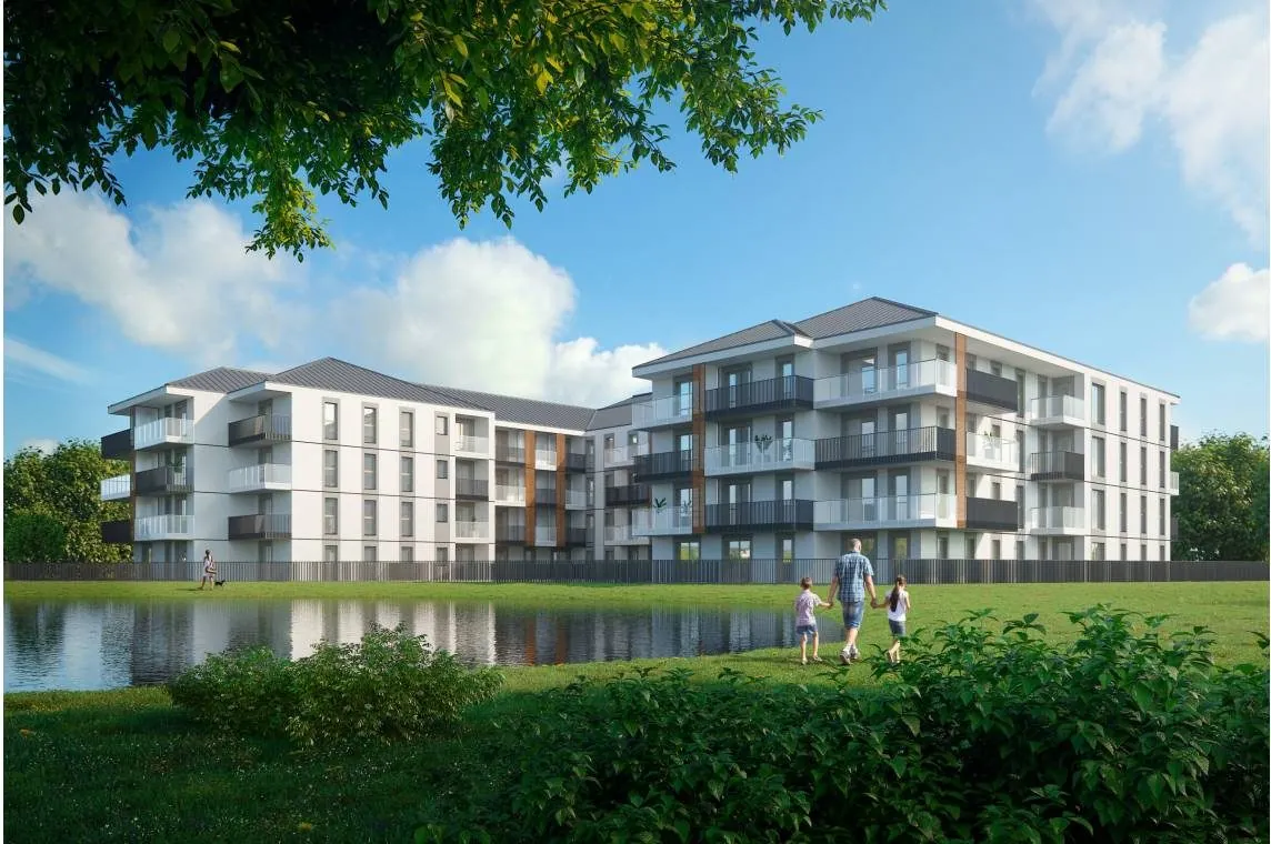 Apartamenty nad Stawami I, budynek od strony stawów
